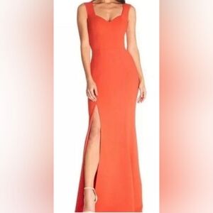 NWOT Dress the Population Scarlet  Halter Slit Gown